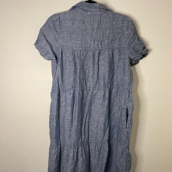 Clorinda Antinori Italian 100% Linen Maxi Dress Denim Blue XS Tiered Ruffle - Picture 6 of 10